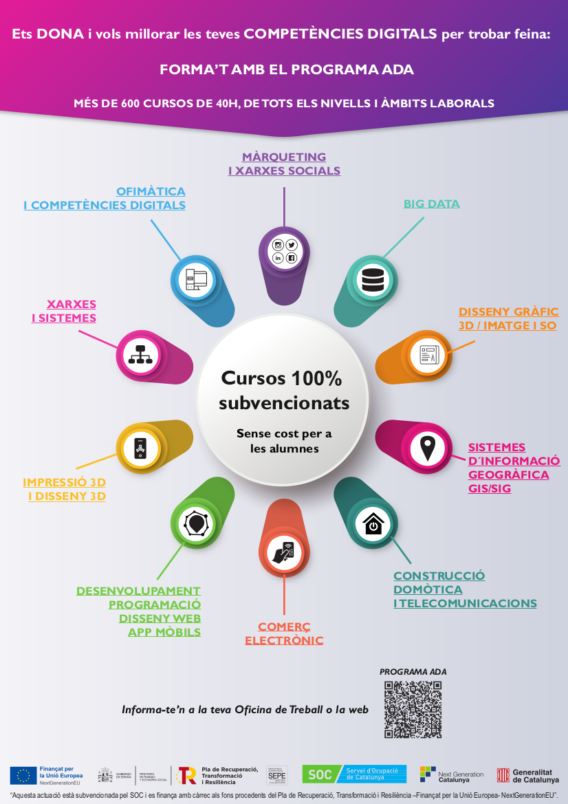 Nova convocatòria del programa ADA per a dones que vulguin millorar les seves competències digitals