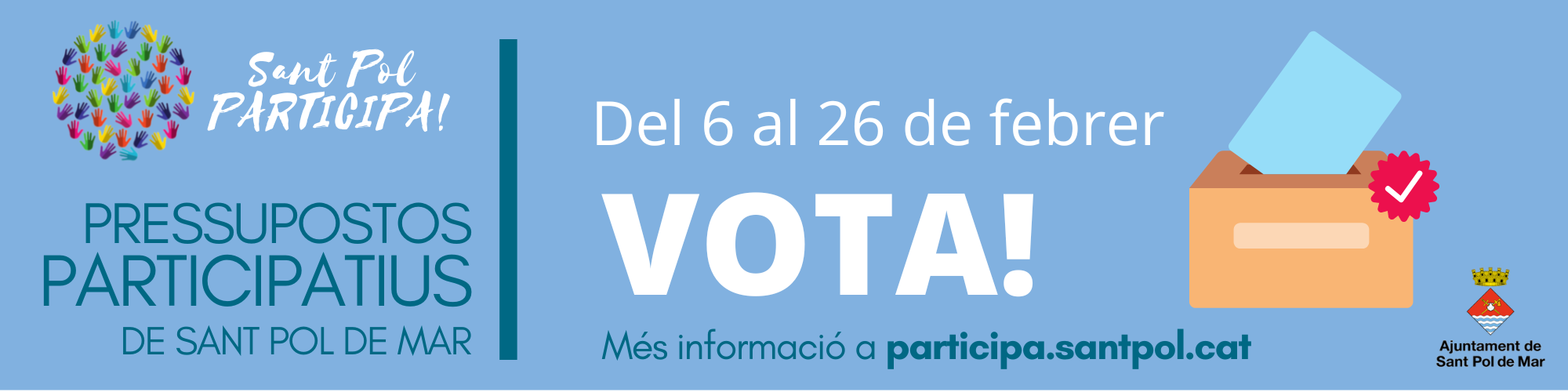 Les votacions del Pressupost Participatiu, del 6 al 26 de febrer